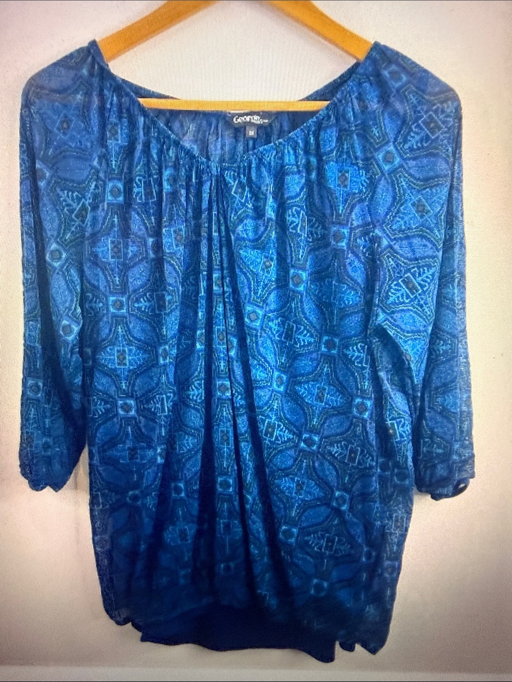 George Woman Blue 2 Piece Pullover Blouse Plus Size 2X